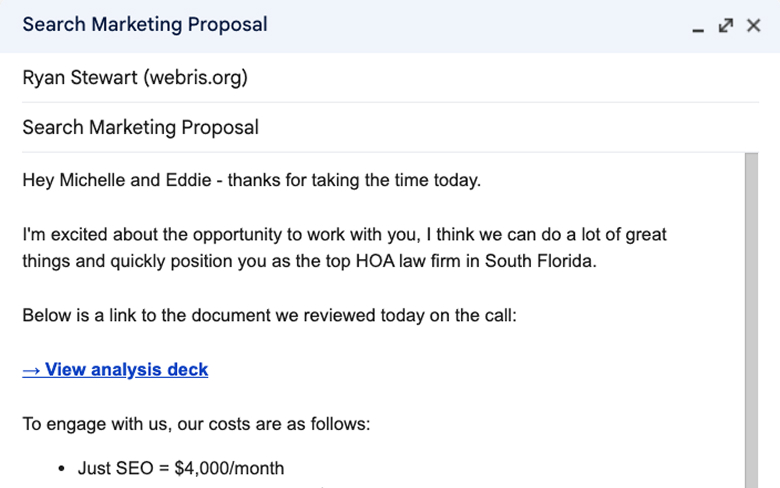Send to prospect